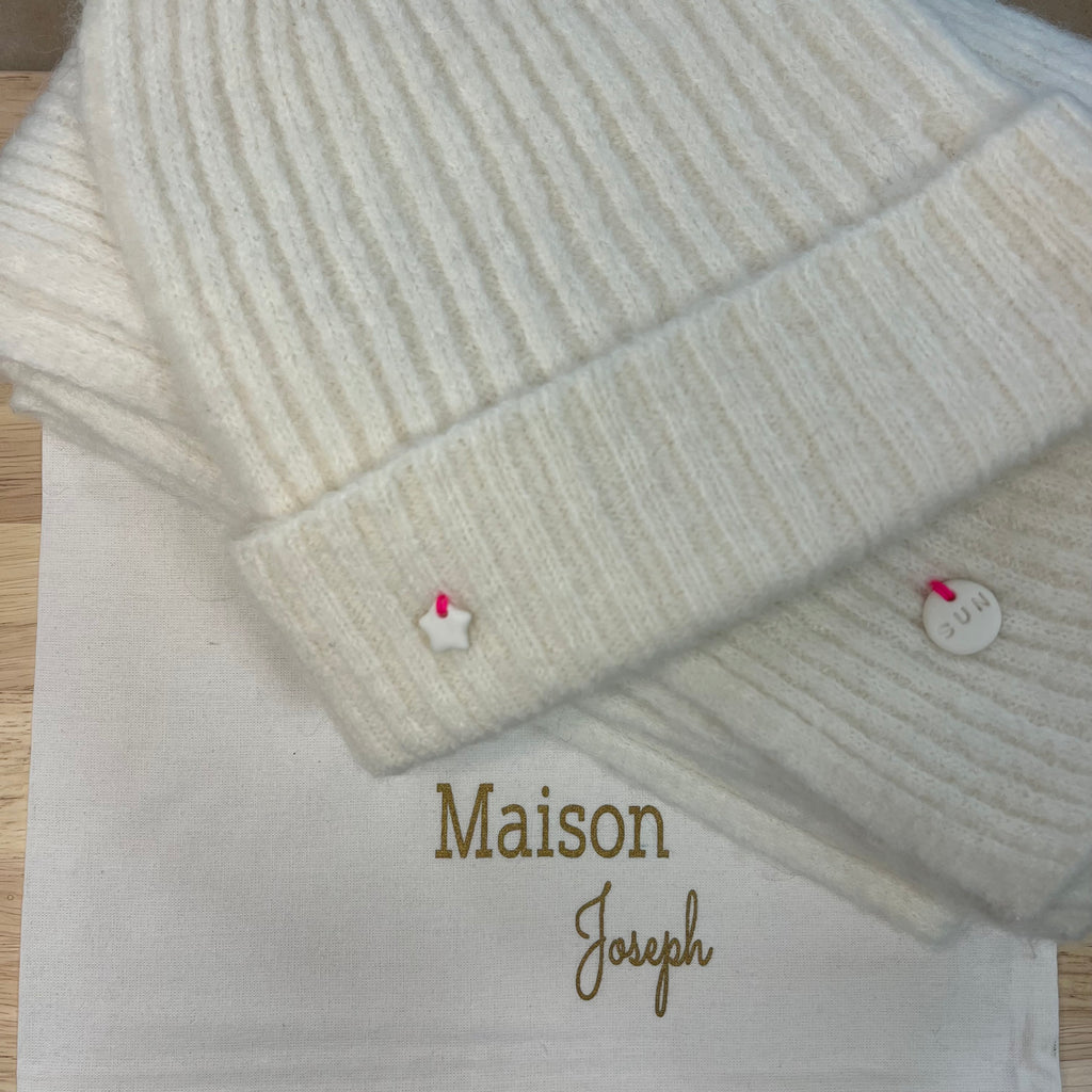 Ensemble Bonnet Echarpe Ecru