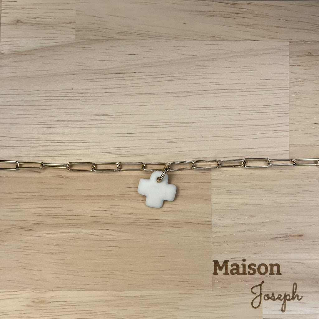 Bracelet Chainette Céramique Blanche