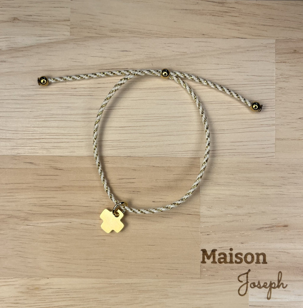 Adjustable White Braided Bracelet