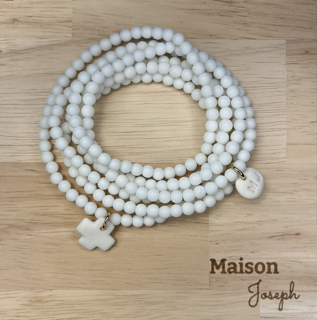 Multi-Tour Agate Blanche Céramique Blanche