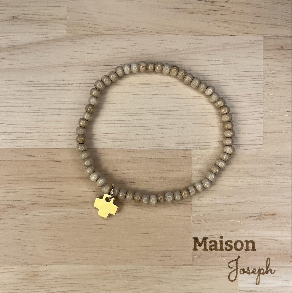 Bracelet Perle Bois Plaqué Or