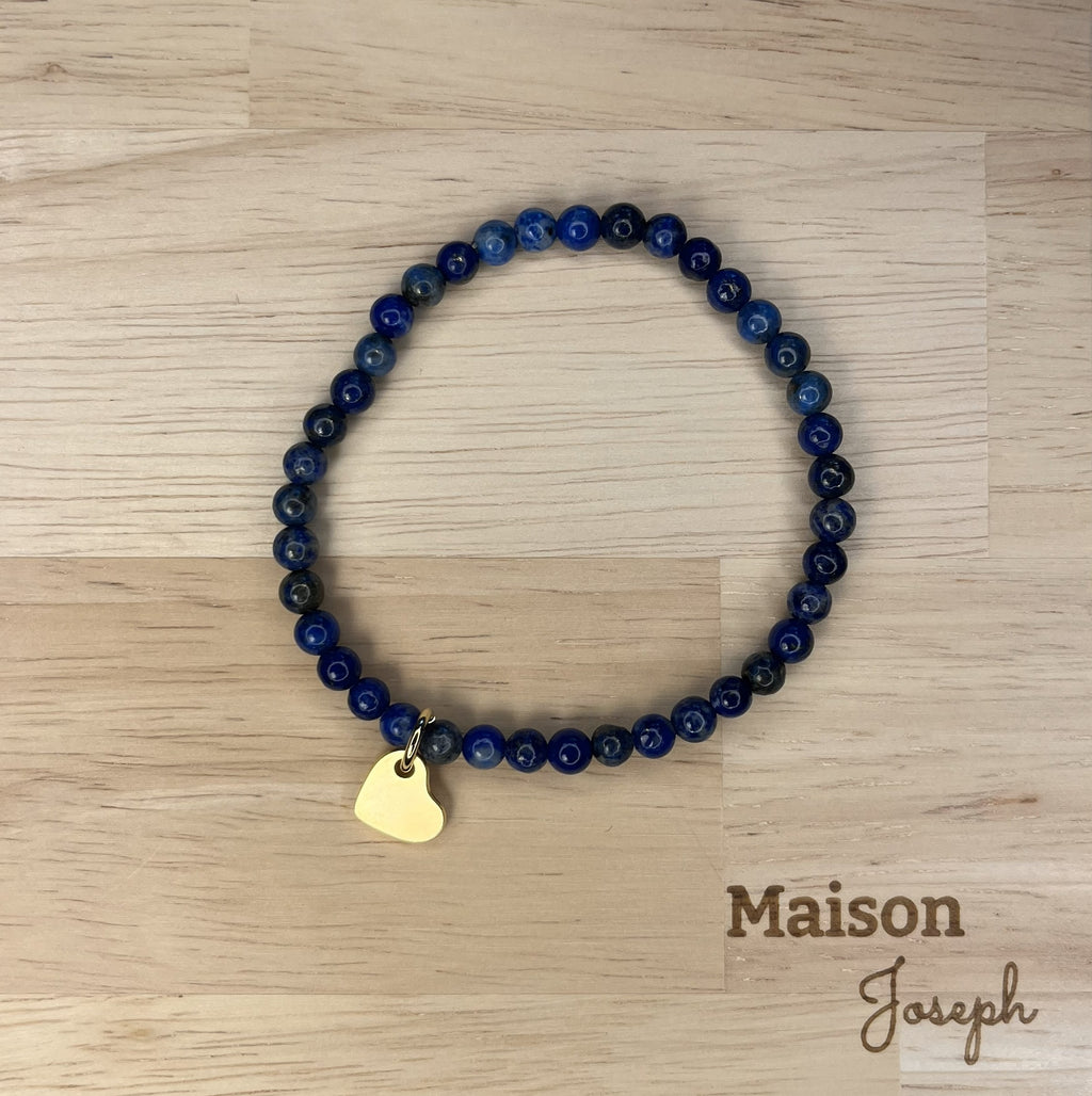 Bracelet Perle Lapis Lazuli Plaqué Or