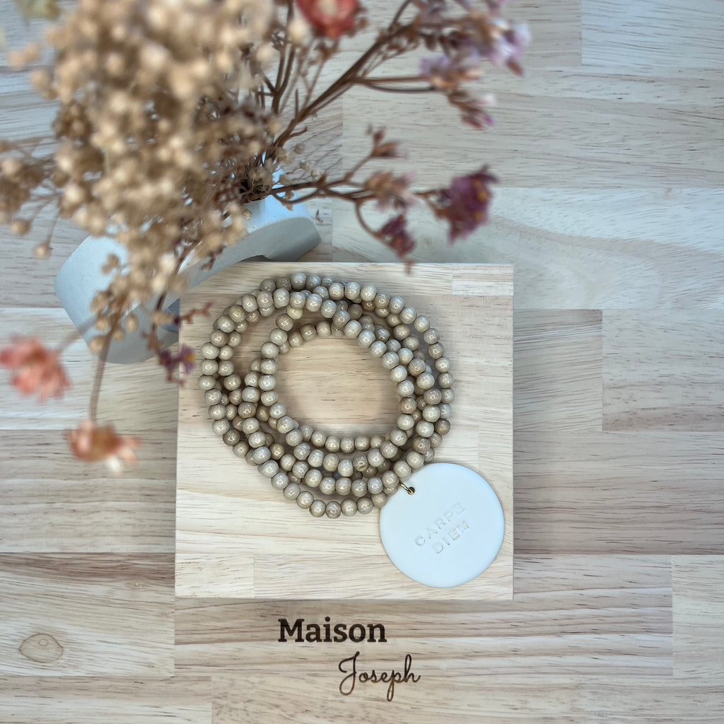 Carpe Diem Rond Céramique Blanche